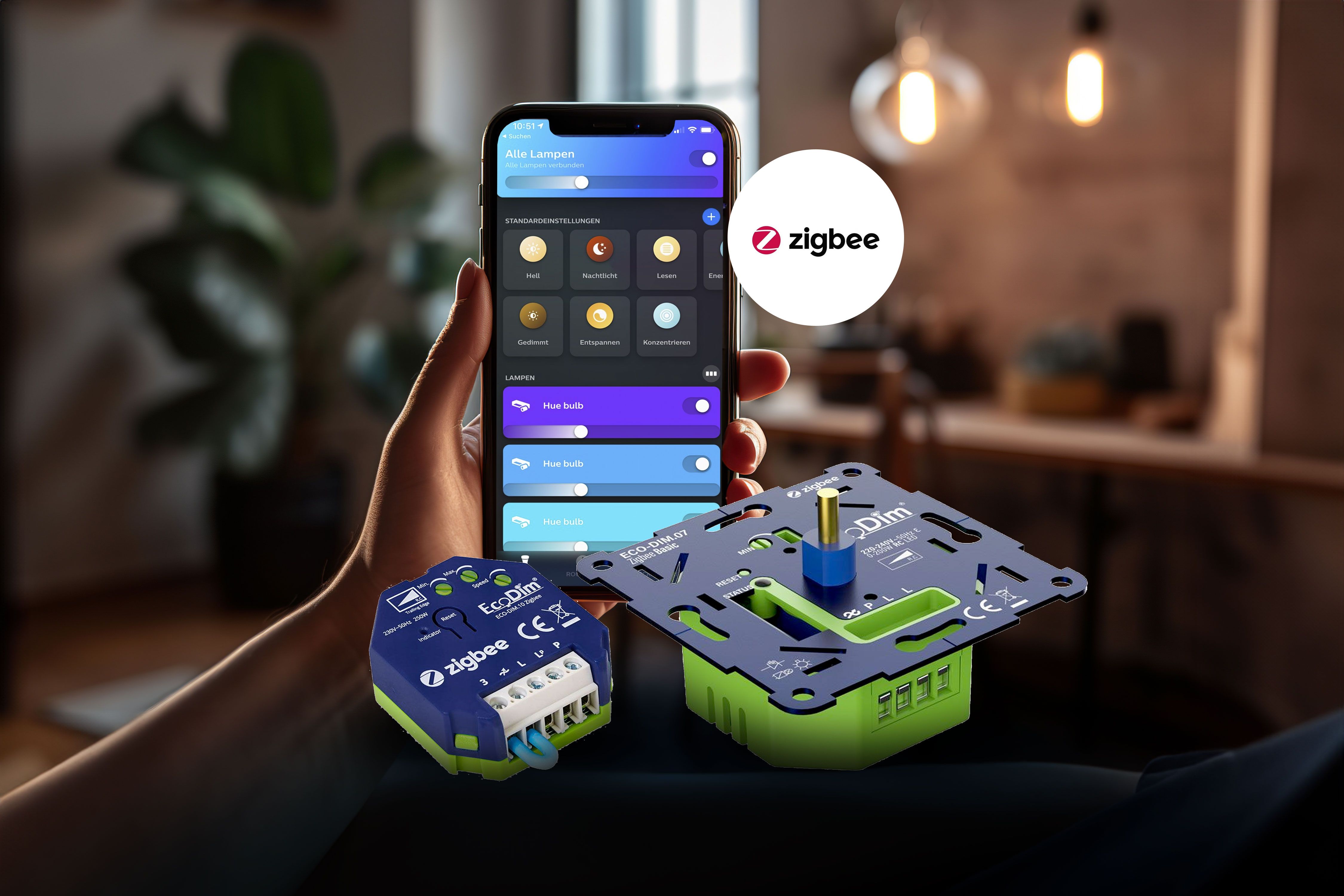 EcoDim Zigbee dimmers in Hue inladen