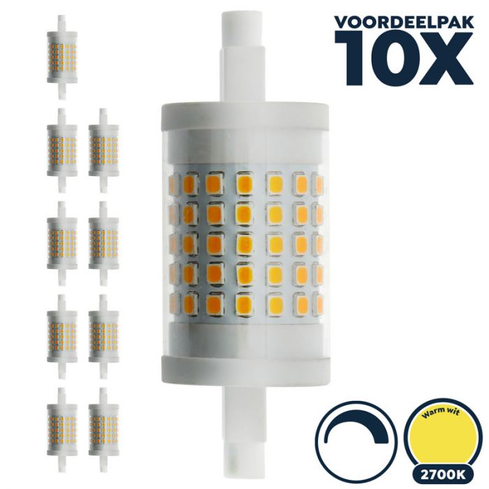 R7S led 78mm, dimbaar, 2700K/warm 10W=100W Voordeelpak 10x