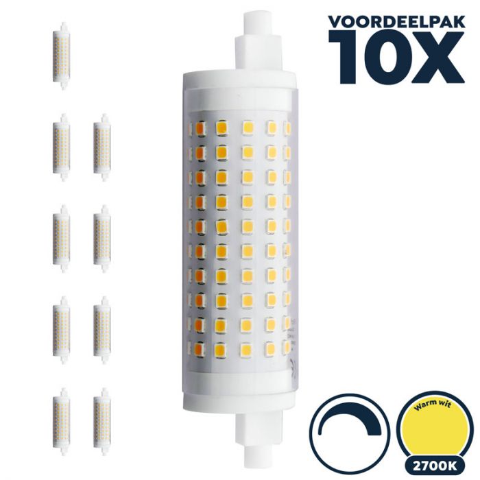 Uithoudingsvermogen teleurstellen walgelijk R7S led 118mm, dimbaar, 2700K/warm wit, 15W=150W Voordeelpak 10x