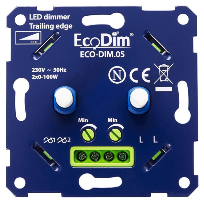 Achtervoegsel Moderator voorkomen Duo led dimmer inbouw 2x 0-100W | ECO-DIM.05