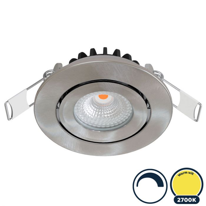 inbouwspot dimbaar, inbouw, warm wit, RVS/nikkel, klein/55mm