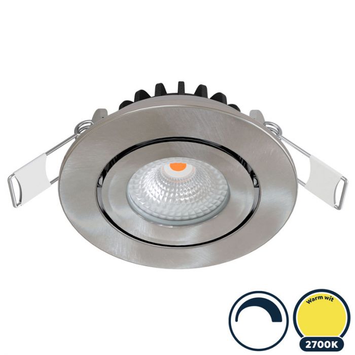 iets Jane Austen Seminarie Led inbouwspot dimbaar, ondiepe inbouw, IP54, warm wit, RVS/nikkel,  klein/55mm