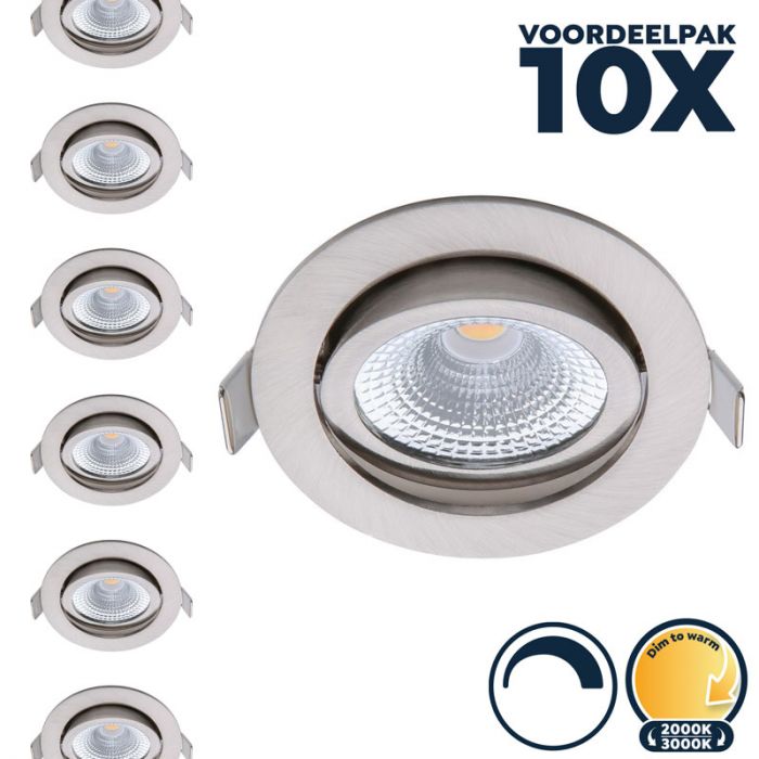 Voordeelpak Dimbare led inbouwspot RVS, dim to warm, kleine