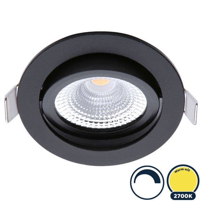 Wonder Geen werper Dimbare led inbouwspot zwart 2700K/warm wit, kleine inbouwdiepte, IP54