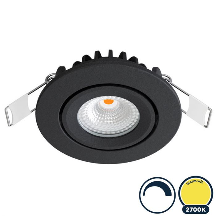 Toestemming Respectvol Naar boven Led inbouwspot dimbaar, ondiepe inbouw, IP54, warm wit, zwart, klein/55mm