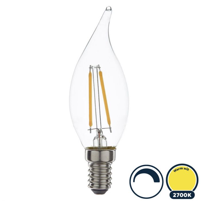 Mineraalwater Thriller veelbelovend Led filament E14 kaarslamp met tip warm wit 2.5W dimbaar (B35)