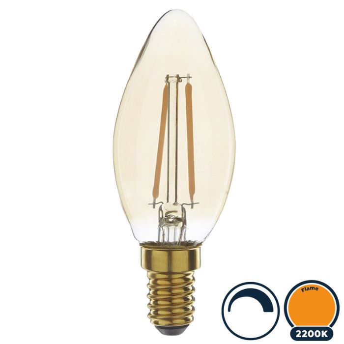 rib Vernietigen condoom Led filament E14 kaarslamp flame 2.5W dimbaar (B35)