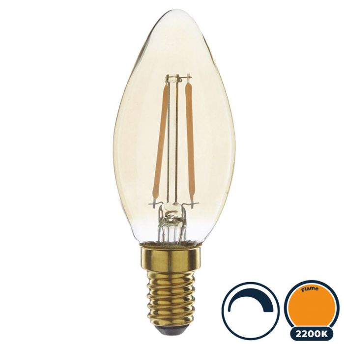 grind cafe Hesje Led filament E14 kaarslamp flame 2.5W dimbaar (B35)