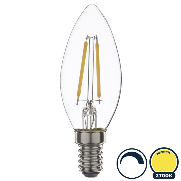 Bel terug heelal Festival Led filament E14 kaarslamp warm wit 2.5W dimbaar (B35)