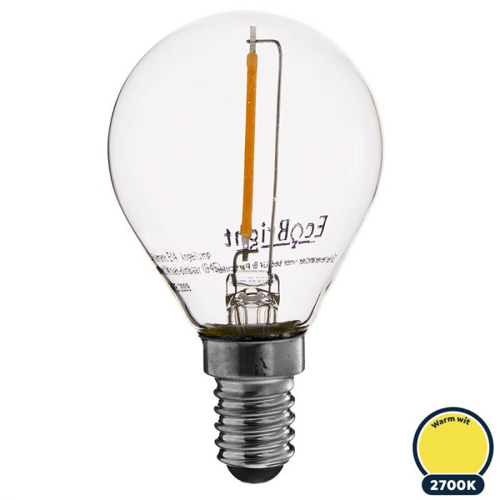 tactiek Slaapzaal Hassy Led filament E14 kogellamp warm wit 1W (G45)