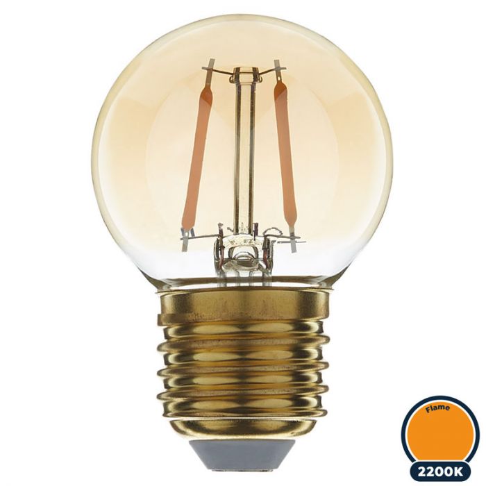 pauze Detective Is aan het huilen Led filament E27 kogellamp flame 1W (G45)