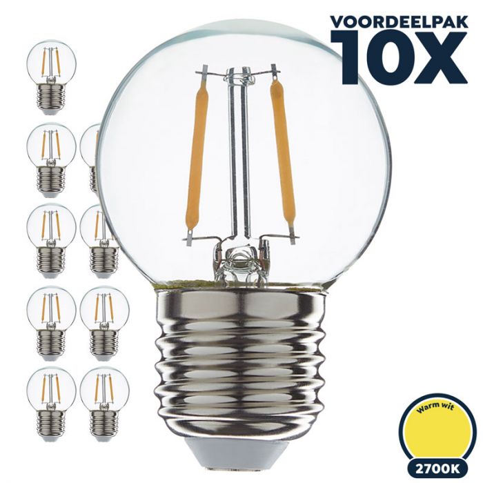 onze In de genade van vrijgesteld Voordeelpak Led filament E27 kogellamp warm wit 1W (10x)