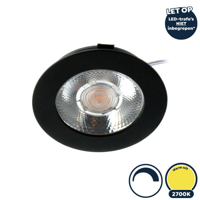 fiets hack Kast Led meubelspot dimbaar, ondiepe inbouw, IP54, warm wit, zwart