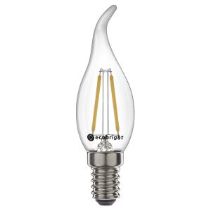 Voordeelpak 10x Led filament E14 kaarslamp met tip warm wit/2700K 2,5W dimbaar (B35)