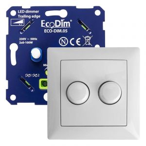 Led dimmer inbouw 2 x 0 - 100 watt ECO-DIM.05 Duo - Busch-Jaeger Balance SI