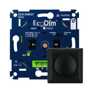Led dimmer inbouw 0 - 250 watt ECO-DIM.07 Matter inclusief dimmerknop zwart