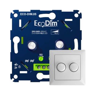 ECO-DIM.05 Led duo dimmer inbouw 2 x 0 - 100 watt per kanaal Busch-Jaeger Balance SI wit