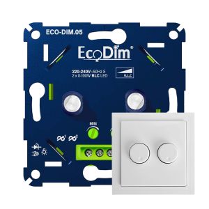 ECO-DIM.05 Led duo dimmer inbouw 2 x 0 - 100 watt Busch-Jaeger Future Linear wit