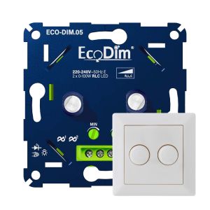 ECO-DIM.05 Led duo dimmer inbouw 2 x 0 - 100 watt Gira wit