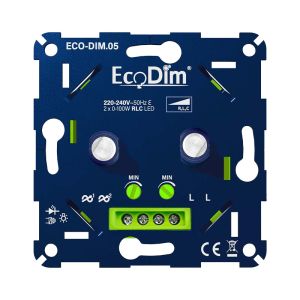 ECO-DIM.05  Led duo dimmer inbouw 2 x 0 - 100 watt per kanaal