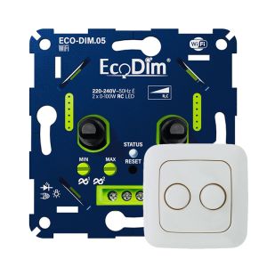 ECO-DIM.05 Led duo dimmer inbouw 2 x 0 - 100 watt WiFi Busch-Jaeger Reflex SI wit