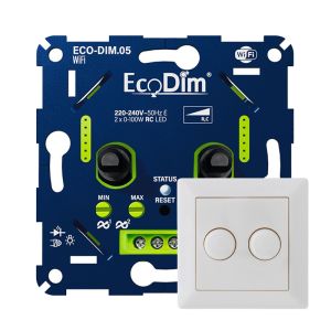 ECO-DIM.05 Led duo dimmer inbouw 2 x 0 - 100 watt WiFi wit
