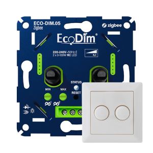 ECO-DIM.05 Led duo dimmer inbouw 2 x 0 - 100 watt Zigbee Jung wit