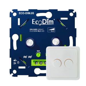 ECO-DIM.05 Led duo dimmer inbouw 2 x 0 - 100 watt Peha wit