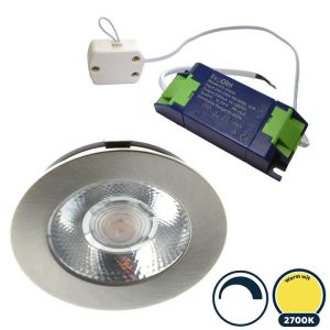 Led meubelspot dimbaar, ondiepe inbouw, IP54, extra warm wit, RVS/nikkel, incl. trafo