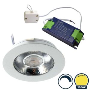 Led meubelspot dimbaar, ondiepe inbouw, IP54, extra warm wit, wit, incl. trafo