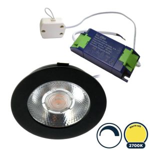 Led meubelspot dimbaar, ondiepe inbouw, IP54, extra warm wit, zwart, incl. trafo