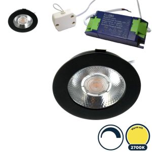 2x Led meubelspot dimbaar, ondiepe inbouw, IP54, extra warm wit, zwart, incl. trafo