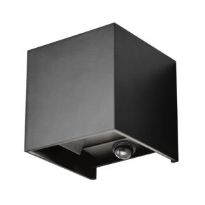 Led cube buiten wandlamp met sensor, dimbaar, zwart vierkant incl. LED 