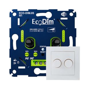 ECO-DIM.05 Led duo dimmer inbouw 2 x 0 - 100 watt WiFi Berker S1 wit