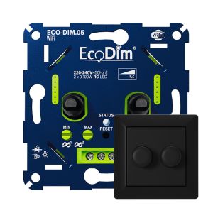 ECO-DIM.05 Led duo dimmer inbouw 2 x 0 - 100 watt WiFi Jung zwart
