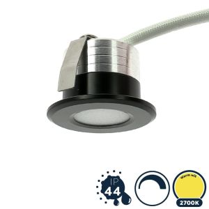 Led inbouwspot dimbaar, mini, IP44, extra warm wit, zwart, 28mm