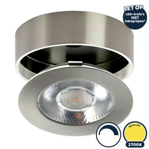 Led meubelspot/keukenspot opbouw extra warm wit, Ø62x18mm, RVS/nikkel