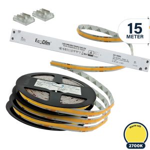 Led strip 15 meter warm wit, COB | Led strip incl. voeding