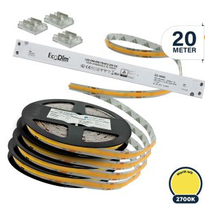 Led strip 20 meter warm wit, COB | Led strip incl. voeding