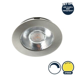 Led meubelspot dimbaar, ondiepe inbouw, IP54, extra warm wit, RVS/nikkel