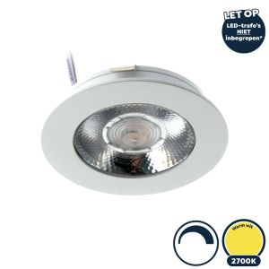 Led meubelspot dimbaar, ondiepe inbouw, IP54, extra warm wit, wit