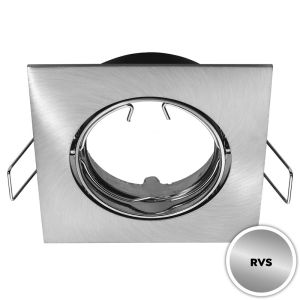 Spot armatuur RVS, vierkant, kantelbaar (GU10/MR16)